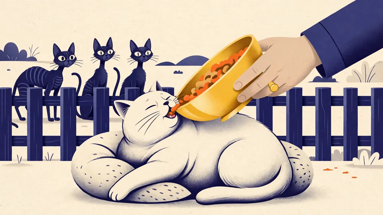 Flat illustration of a cat laid out as a flat-lay mockup sample