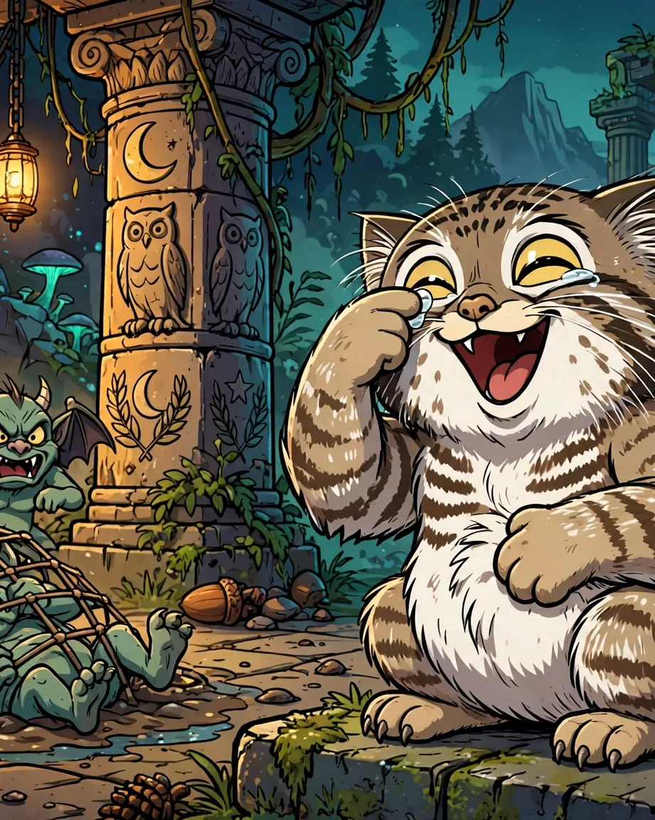 Playful giggling cat illustration as a phone case design mockup sample