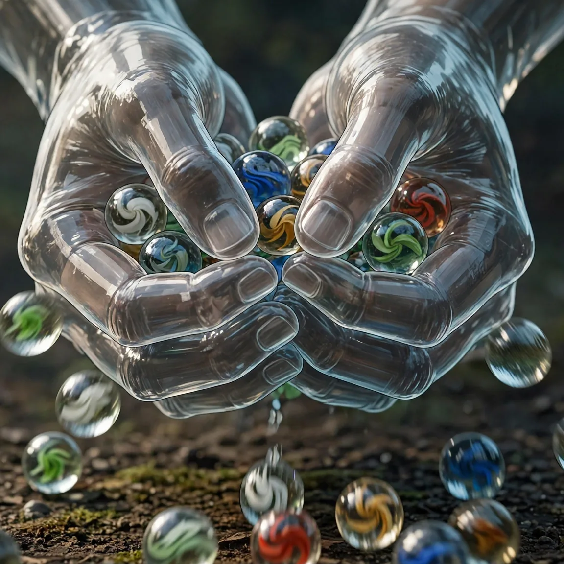 Glass hands sculpture photographed as a studio product sample